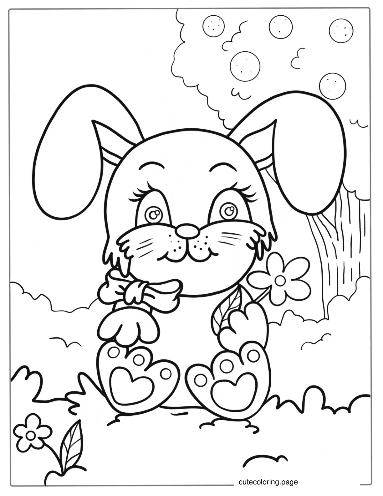 Easy Rabbit To Color For Preschoolers coloring page