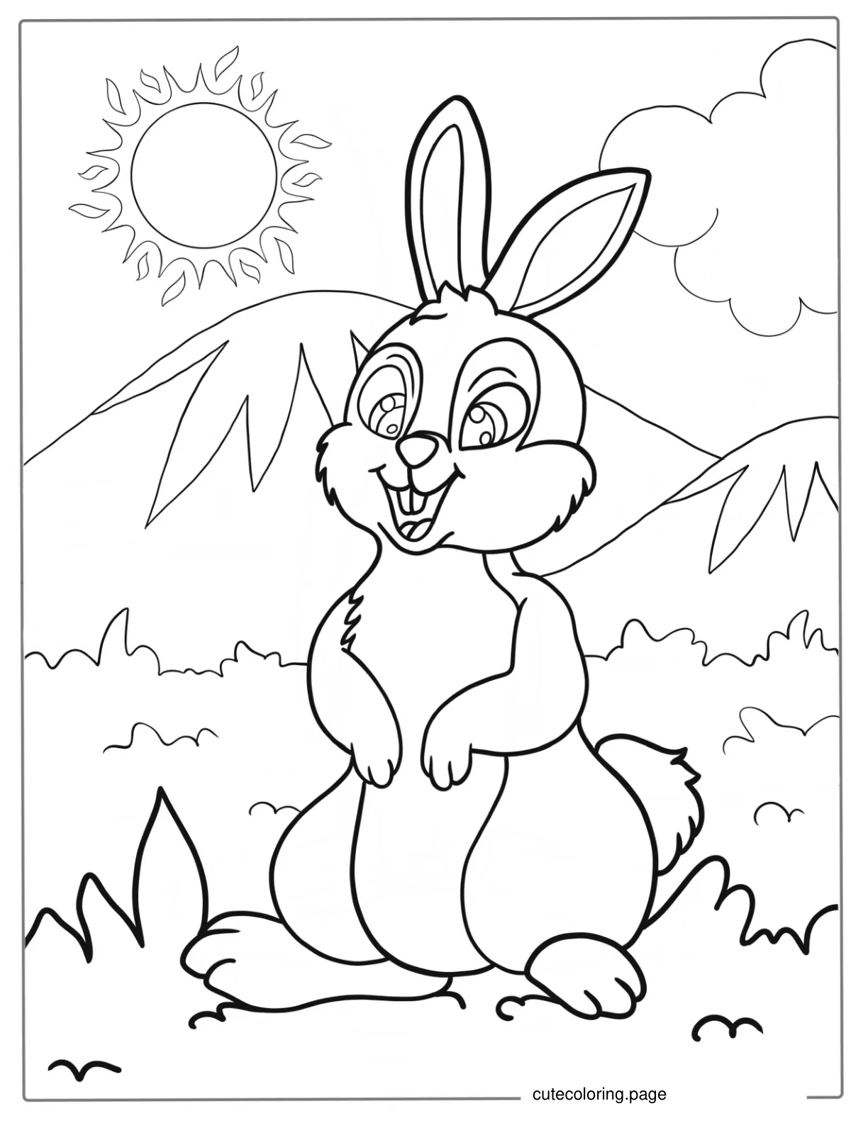 Simple Outline Of Rabbit Coloring For Kids coloring page