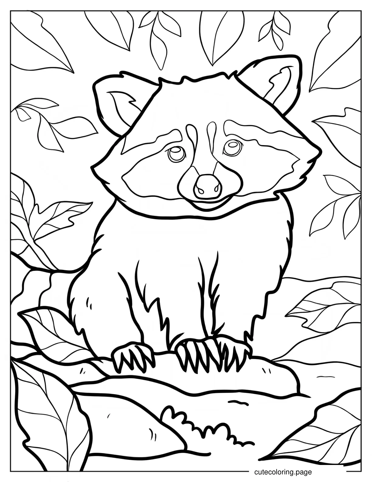 Furry Racoon Coloring Page For Kids coloring page