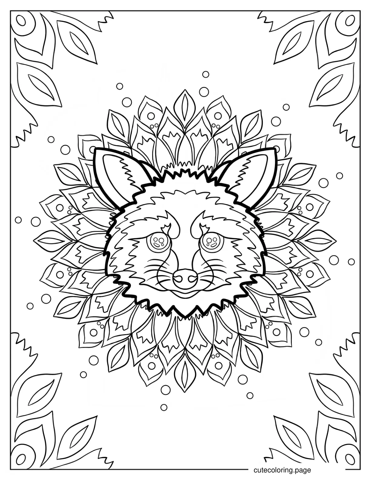 Intricate Racoon Mandala coloring page