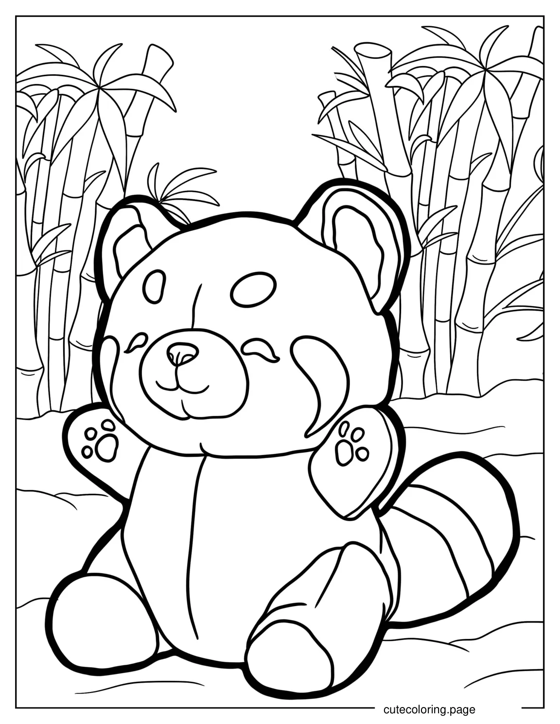 Kawaii Themed Red Panda Coloring Sheet coloring page