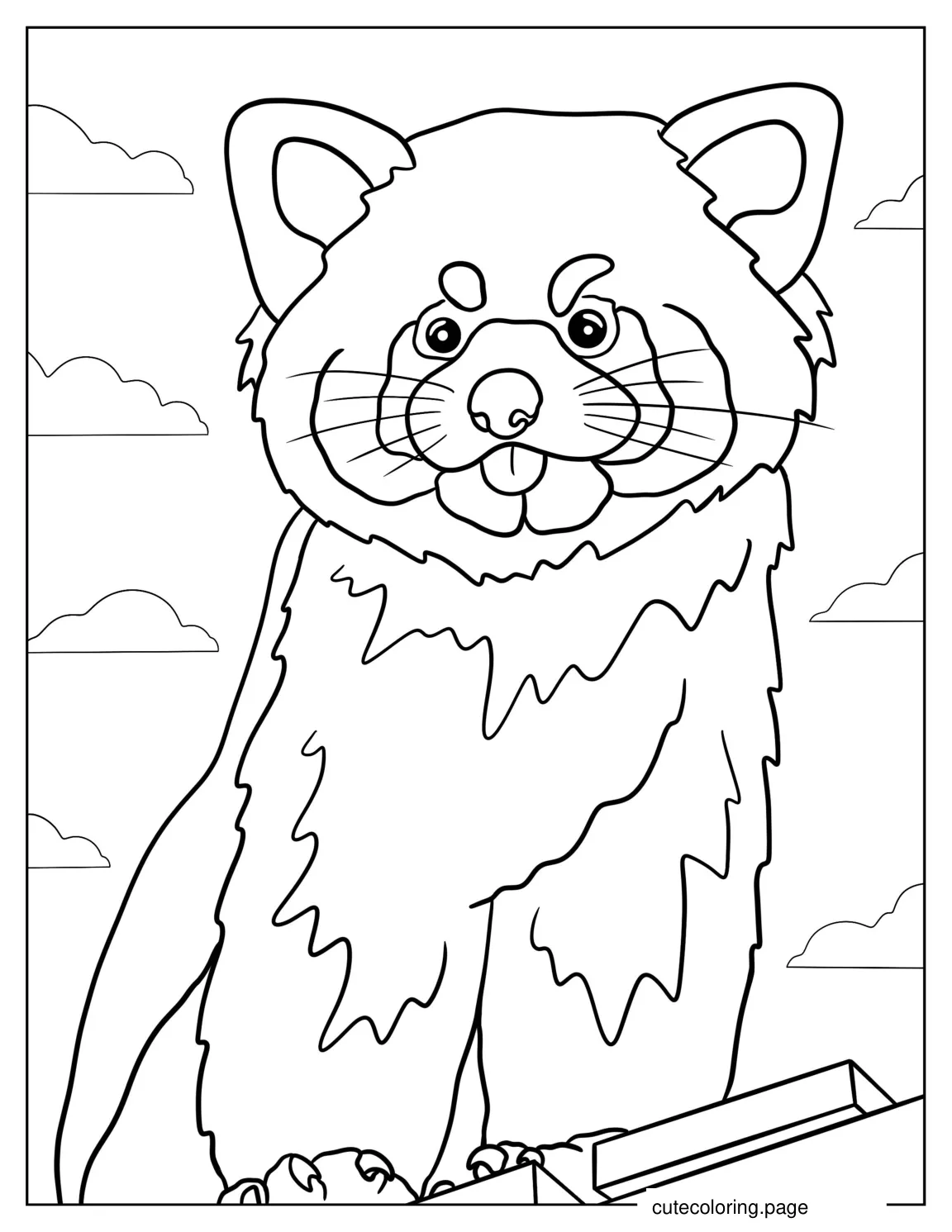 Red Panda Poking Its Tongue Out coloring page