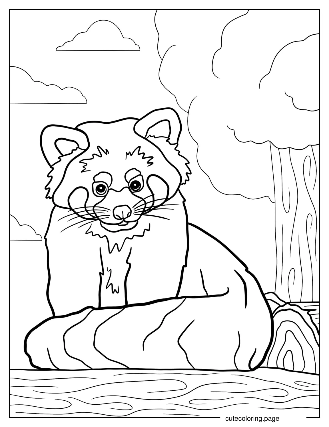 Red Panda With Tailed Wrapper Around coloring page