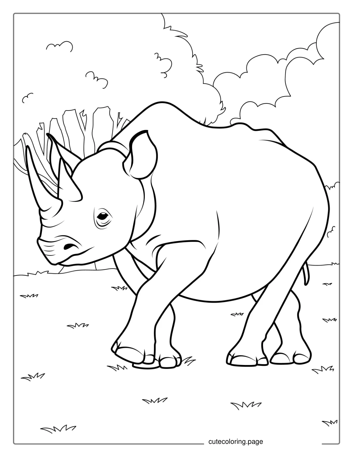 Baby Rhino Coloring Page For Kids coloring page