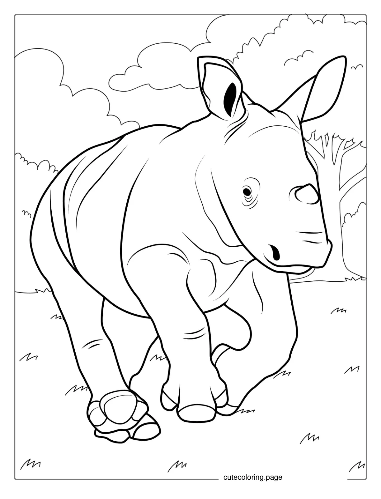 Cute Baby Rhino To Color coloring page