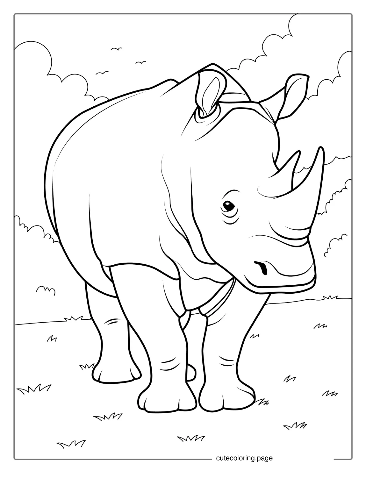 Realistic Rhino Coloring Picture coloring page