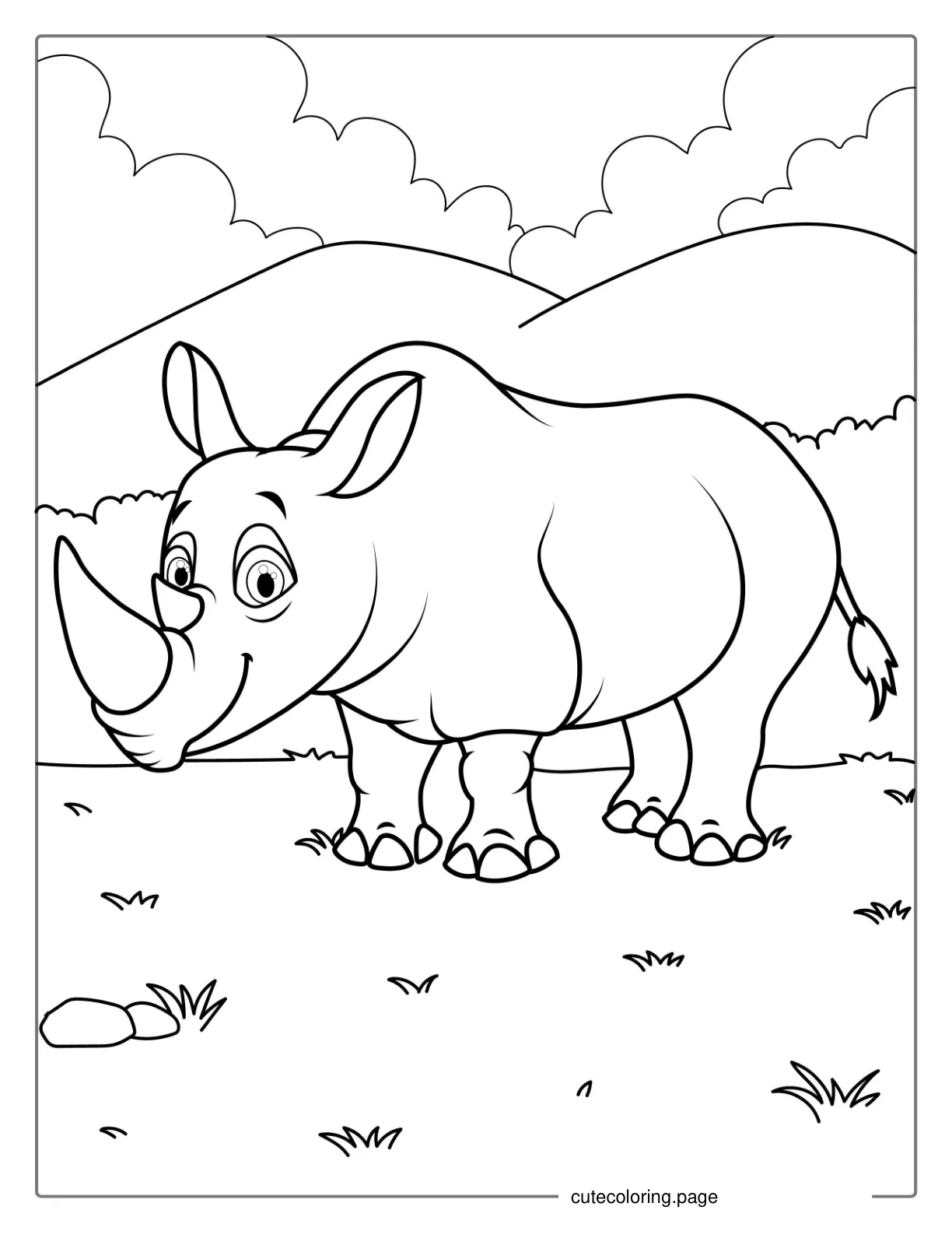 Simple Outline Of a Rhino To Color coloring page