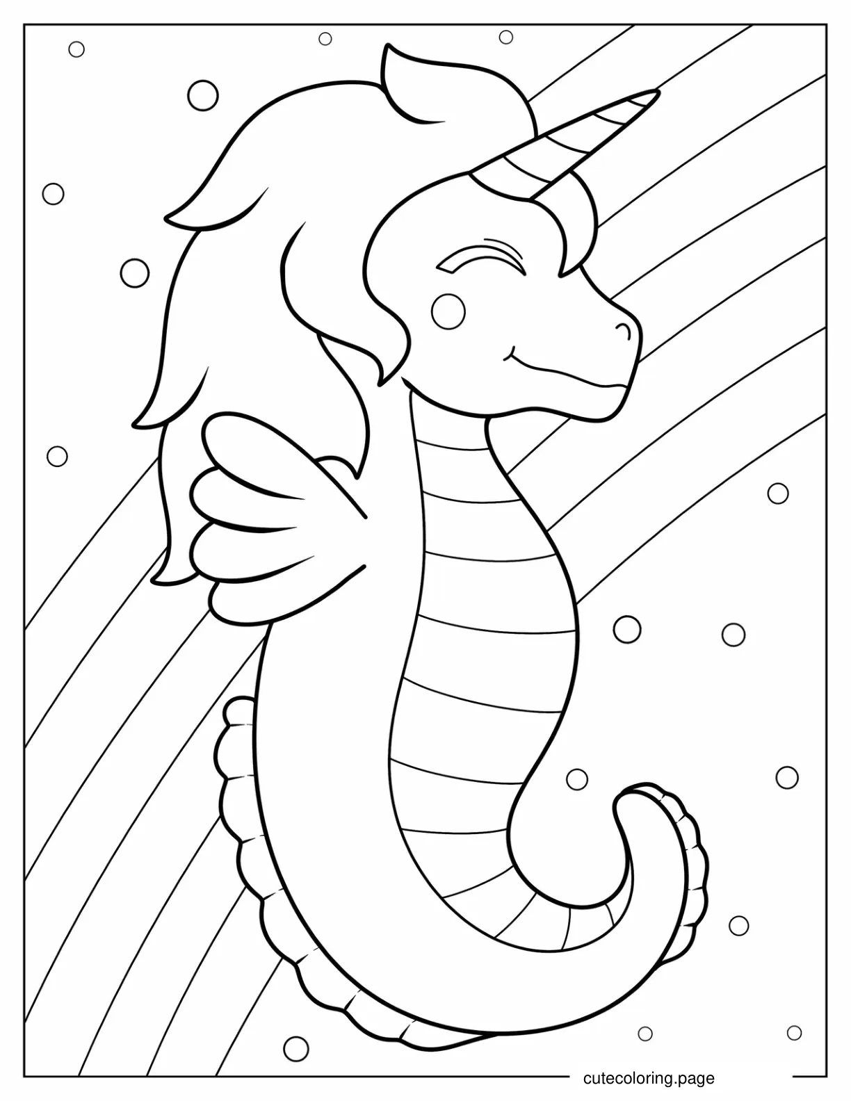 Adorable Unicorn Seahorse To Color coloring page