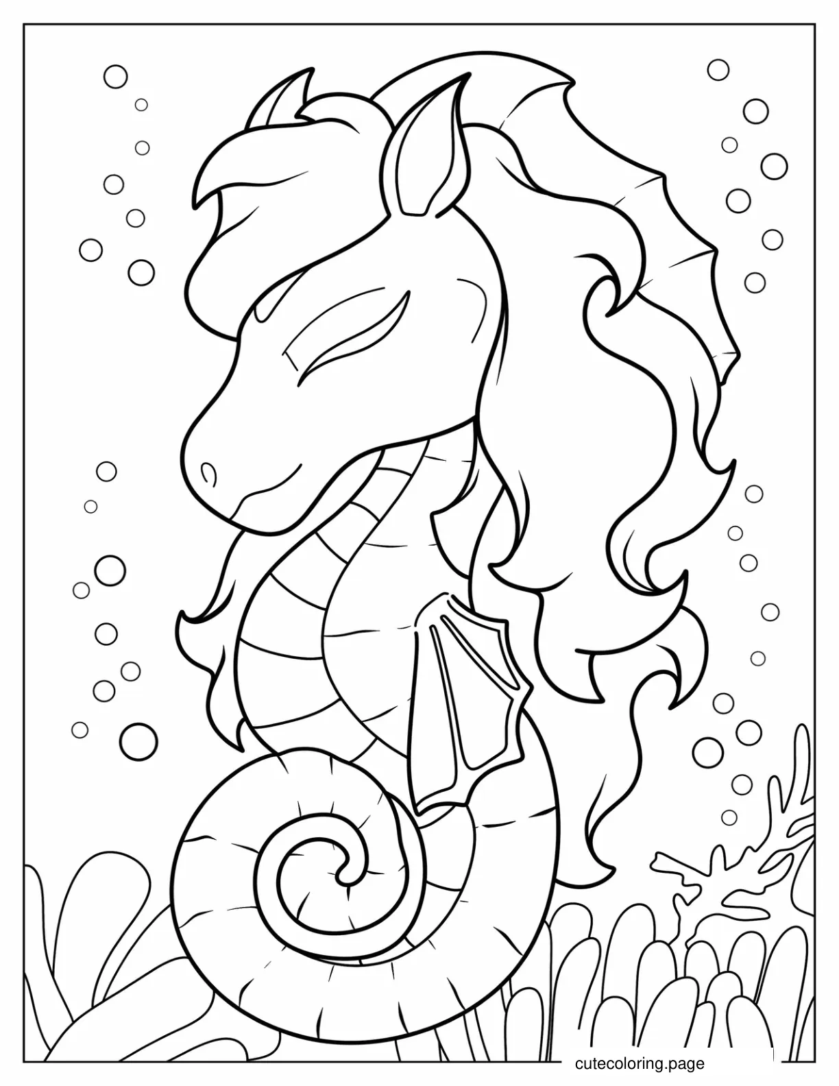 Cartoon Seahorse Coloring Sheet coloring page