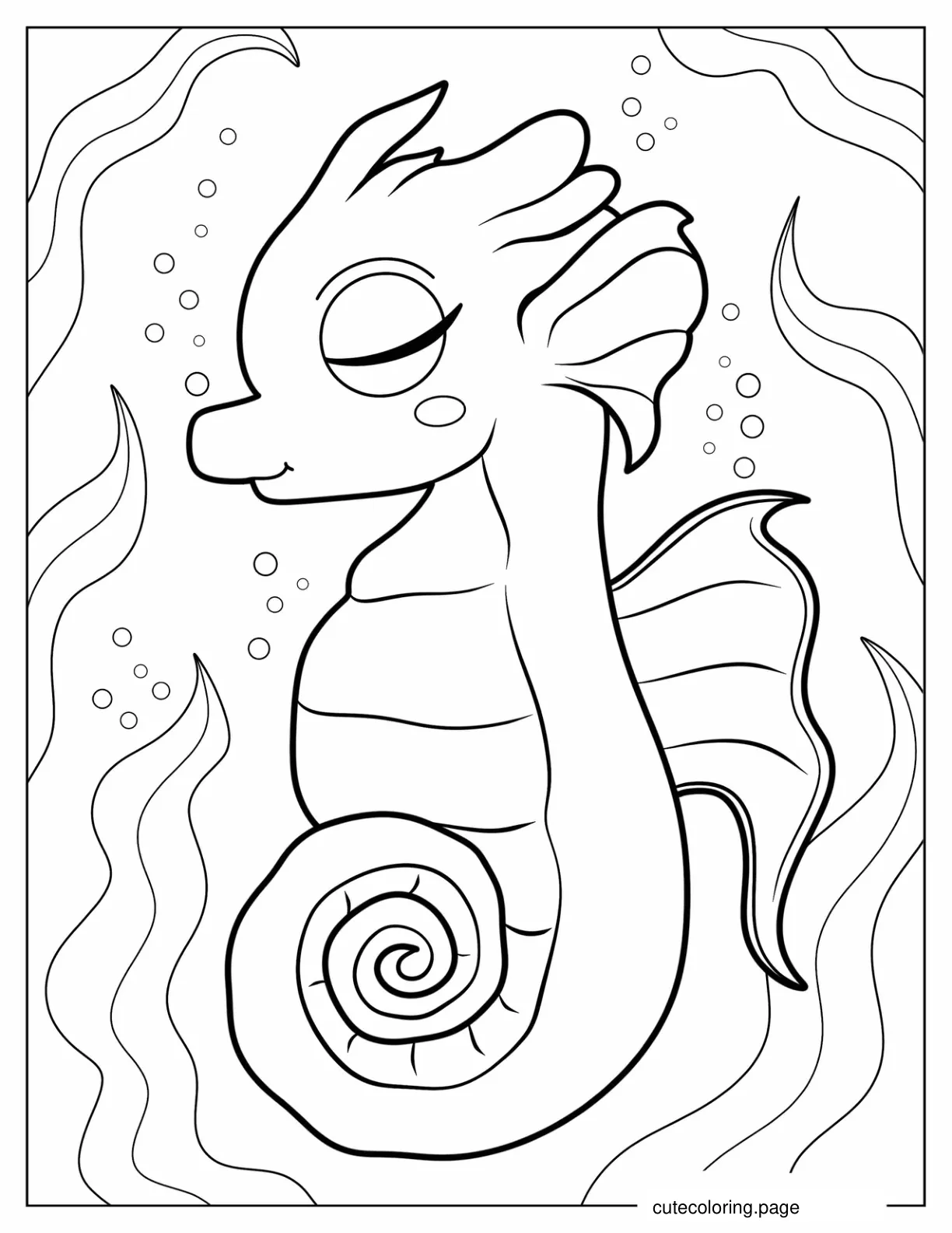 Easy Outline Of a Baby Seahorse To Color coloring page