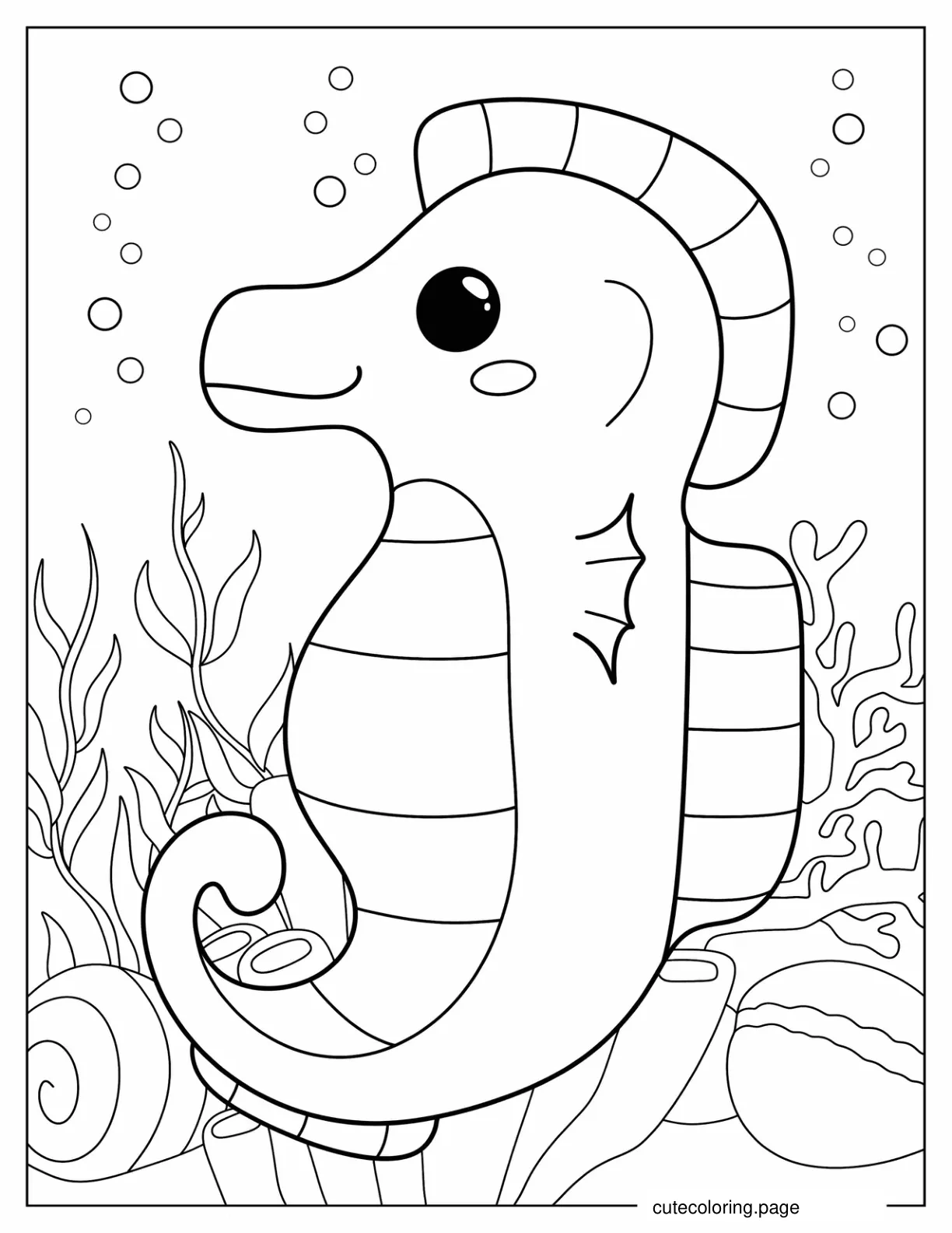 Kawaii Seahorse Coloring Page coloring page