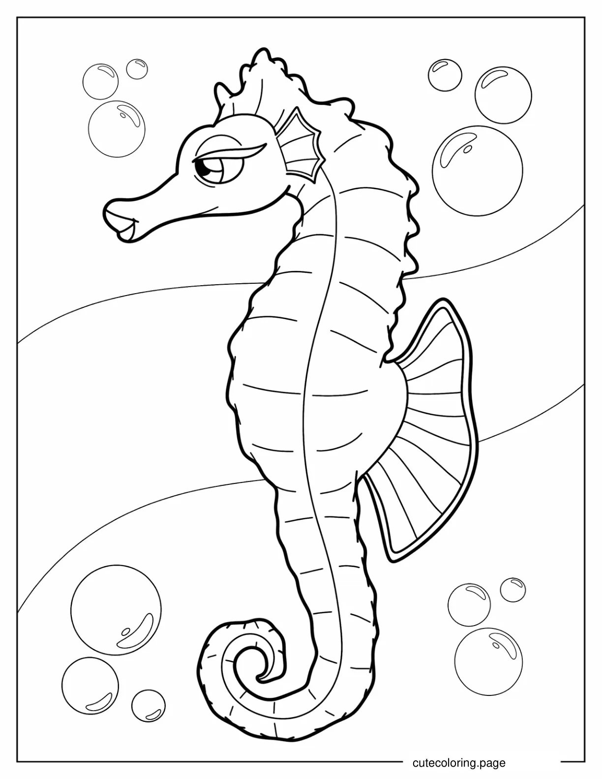 Realistic Looking Seahorse To Color coloring page