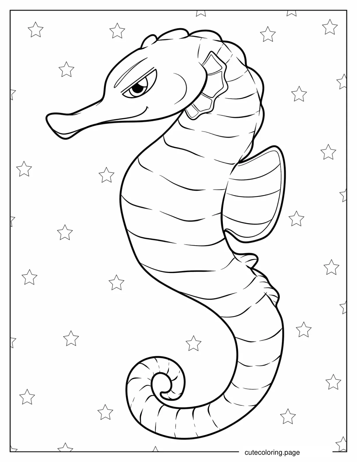 Realistic Seahorse In The Ocean coloring page