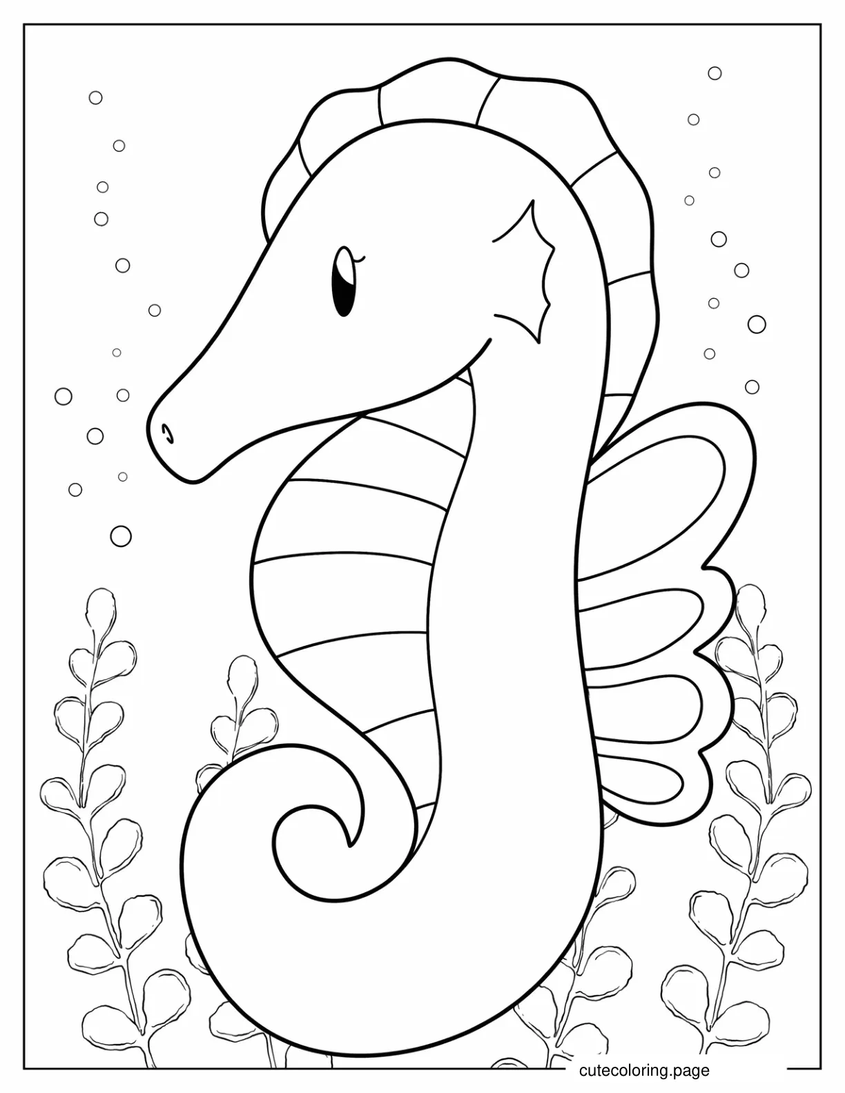 Simple Outline Of a Seahorse For Preschoolers coloring page