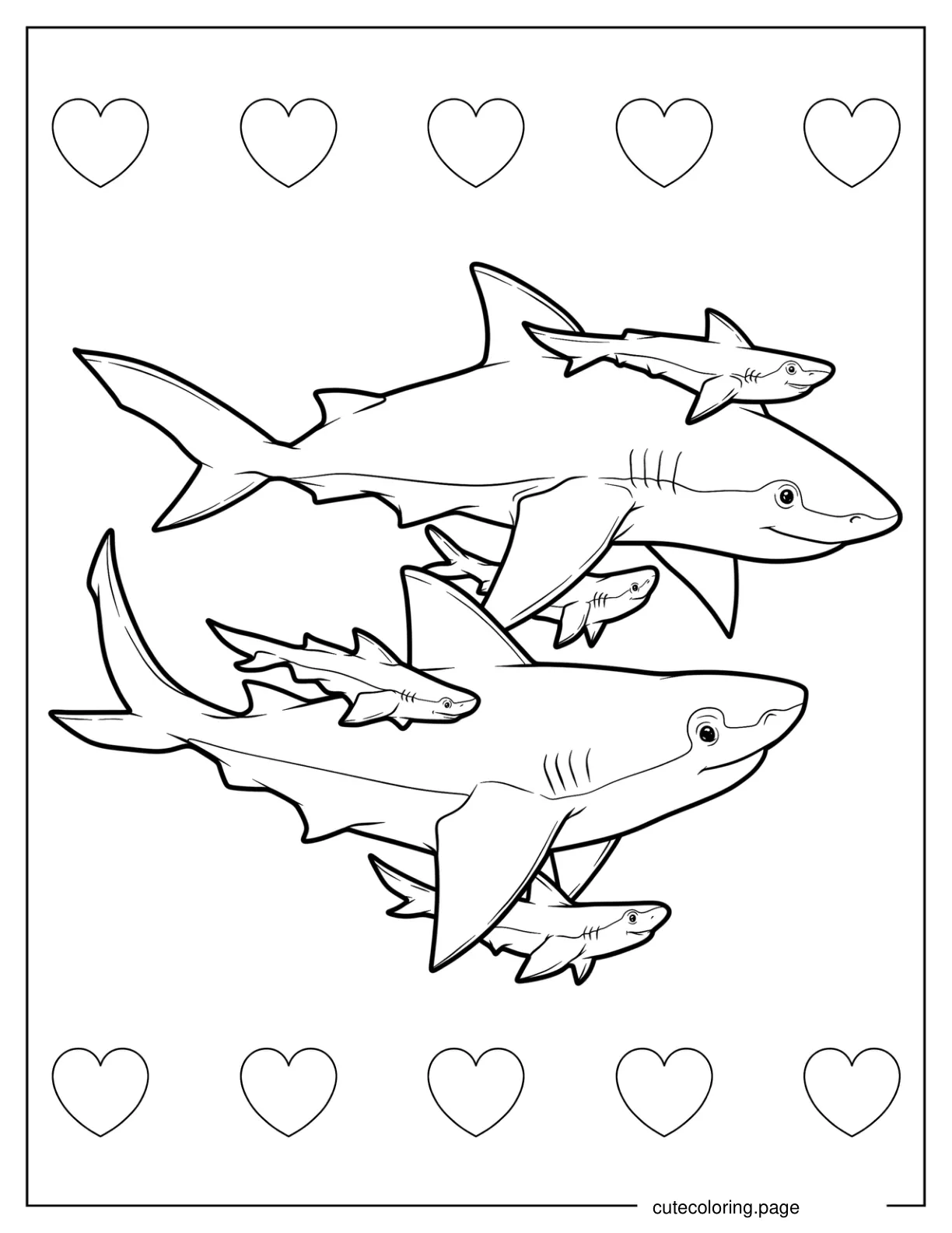 Blacktip Sharks Family Coloring Sheet coloring page