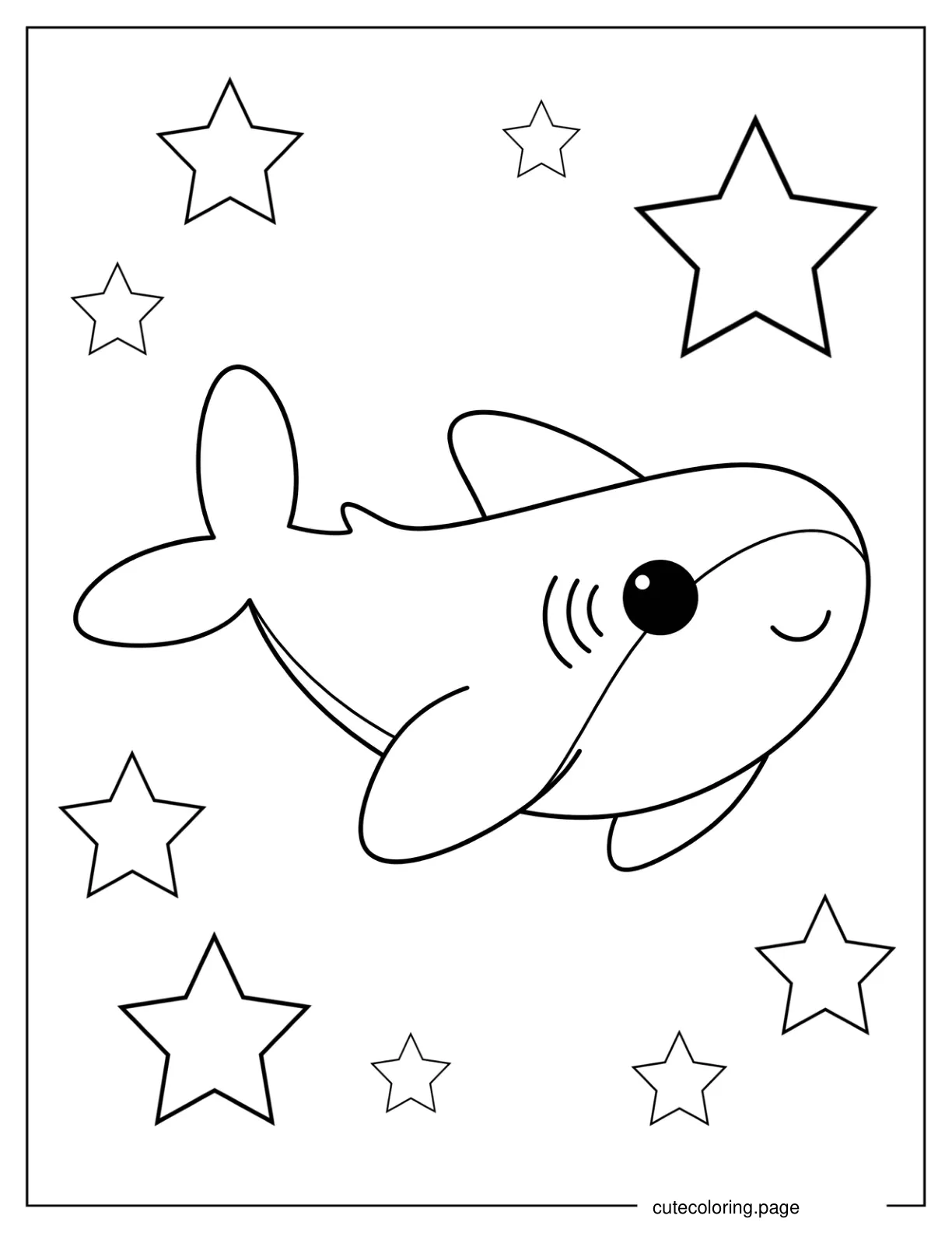 Chibi Shark With Stars Coloring Page coloring page