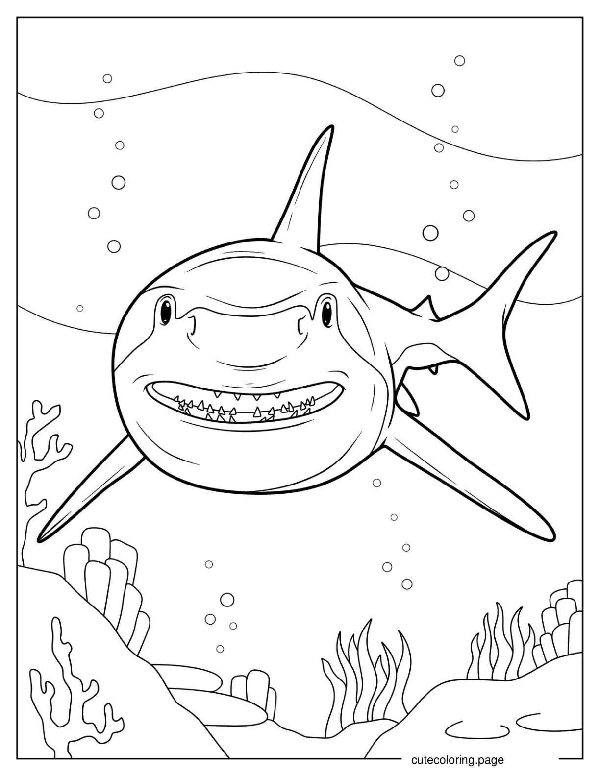 Close Up Of Realistic Great White Shark coloring page