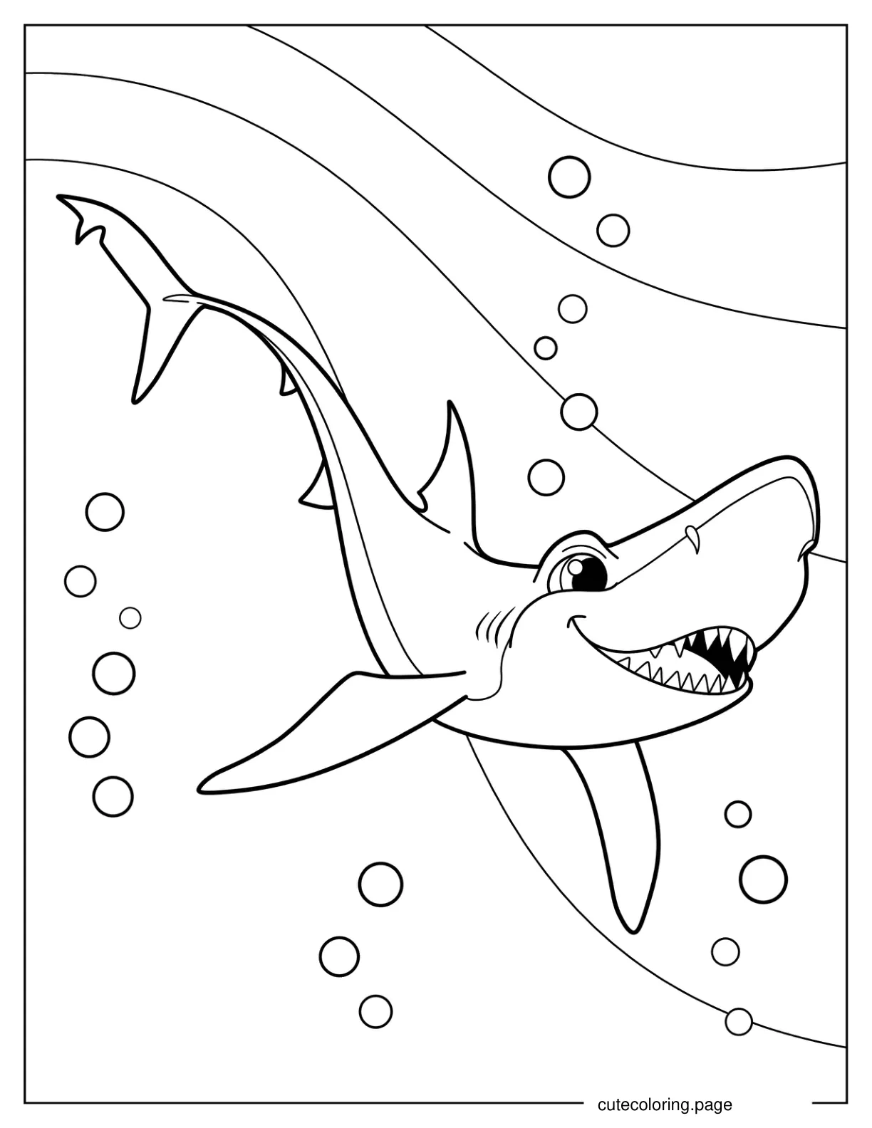 Kawaii Blue Shark coloring page