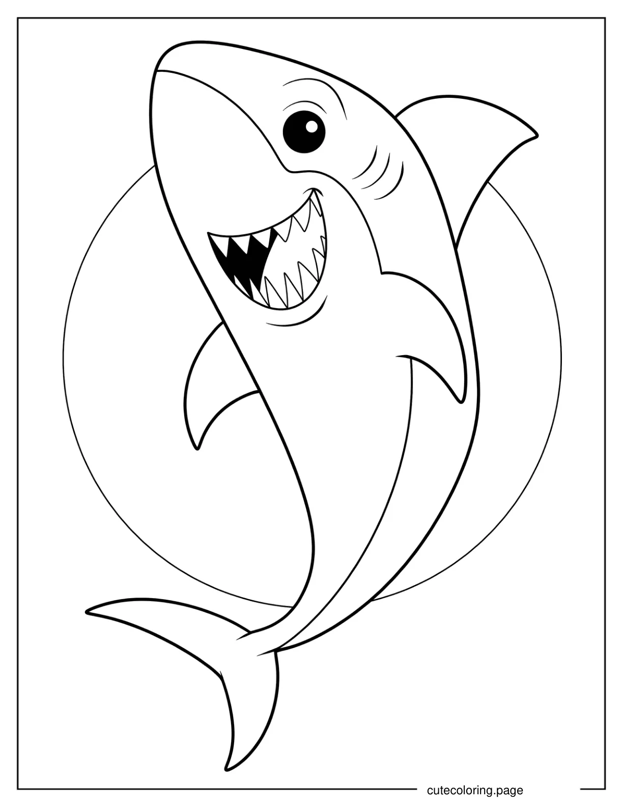 Kawaii Shark Coloring Sheet For Preschoolers coloring page