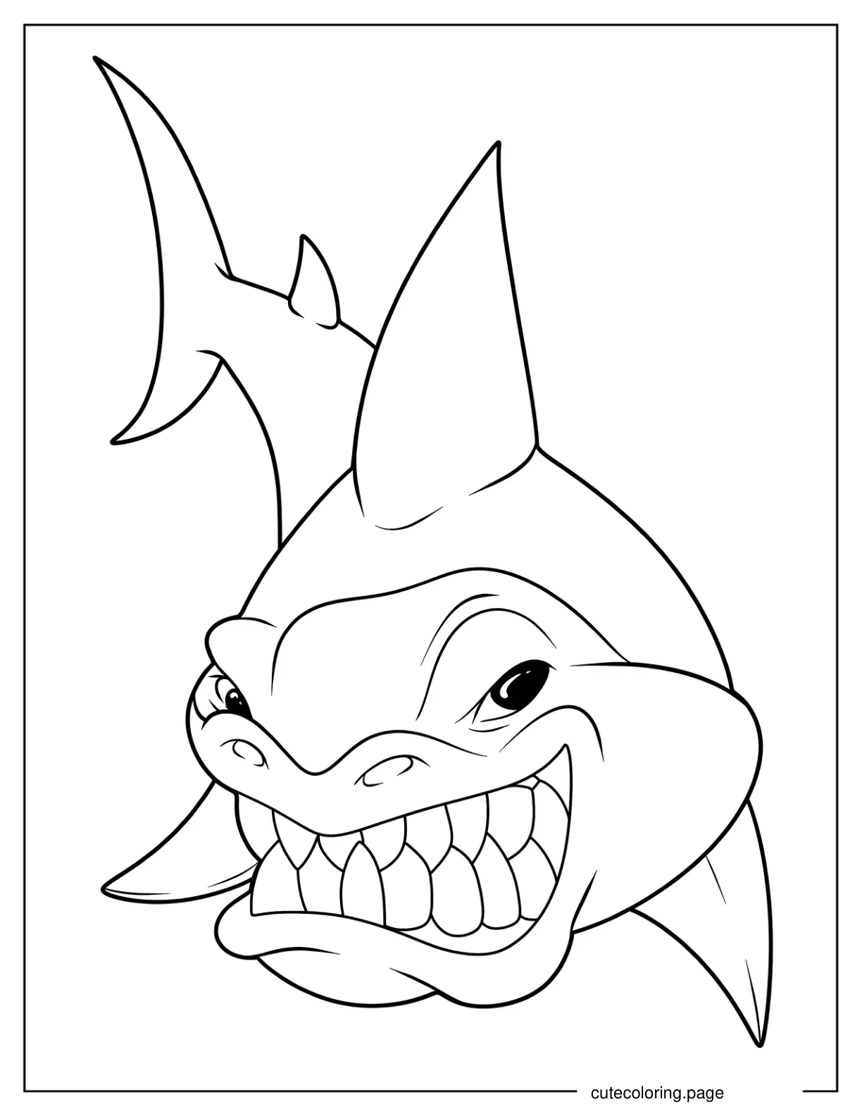 Scary Cartoon Shark Showing Teeth coloring page