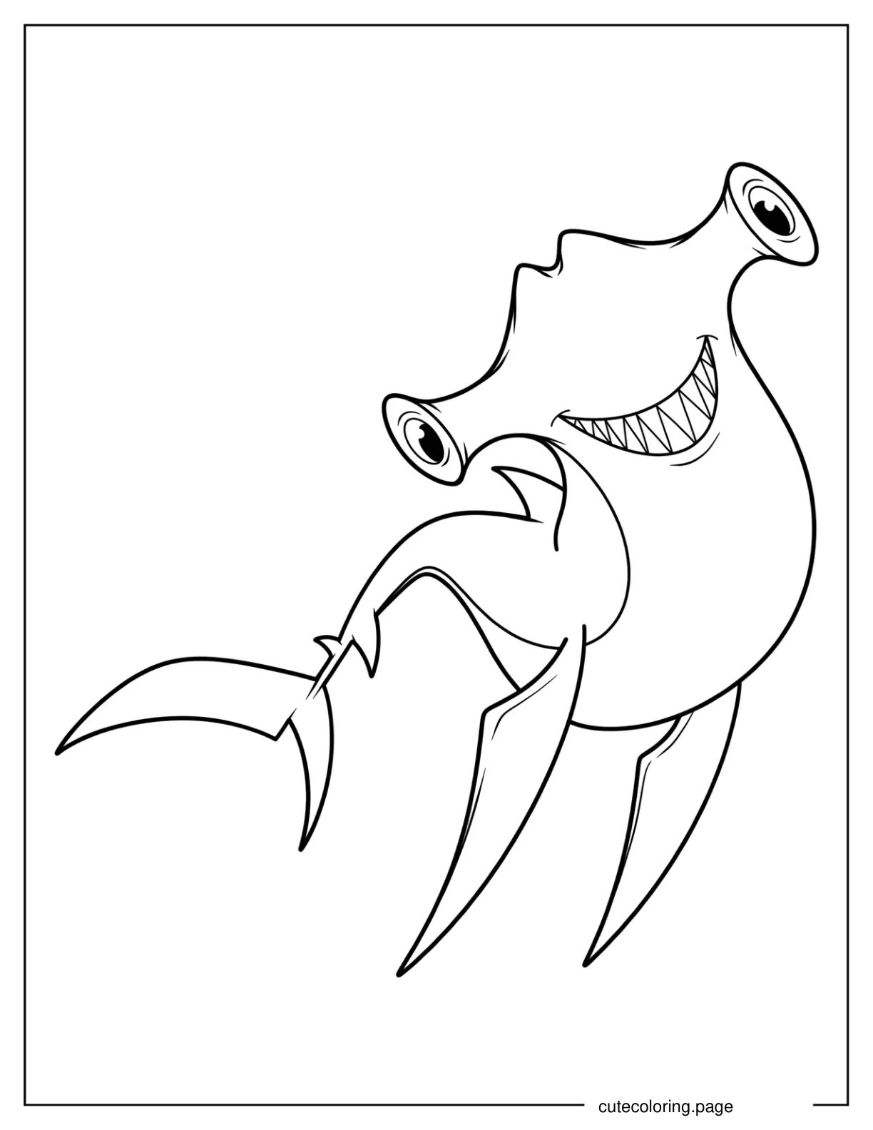 Smiling Hammerhead Shark Coloring Sheet coloring page