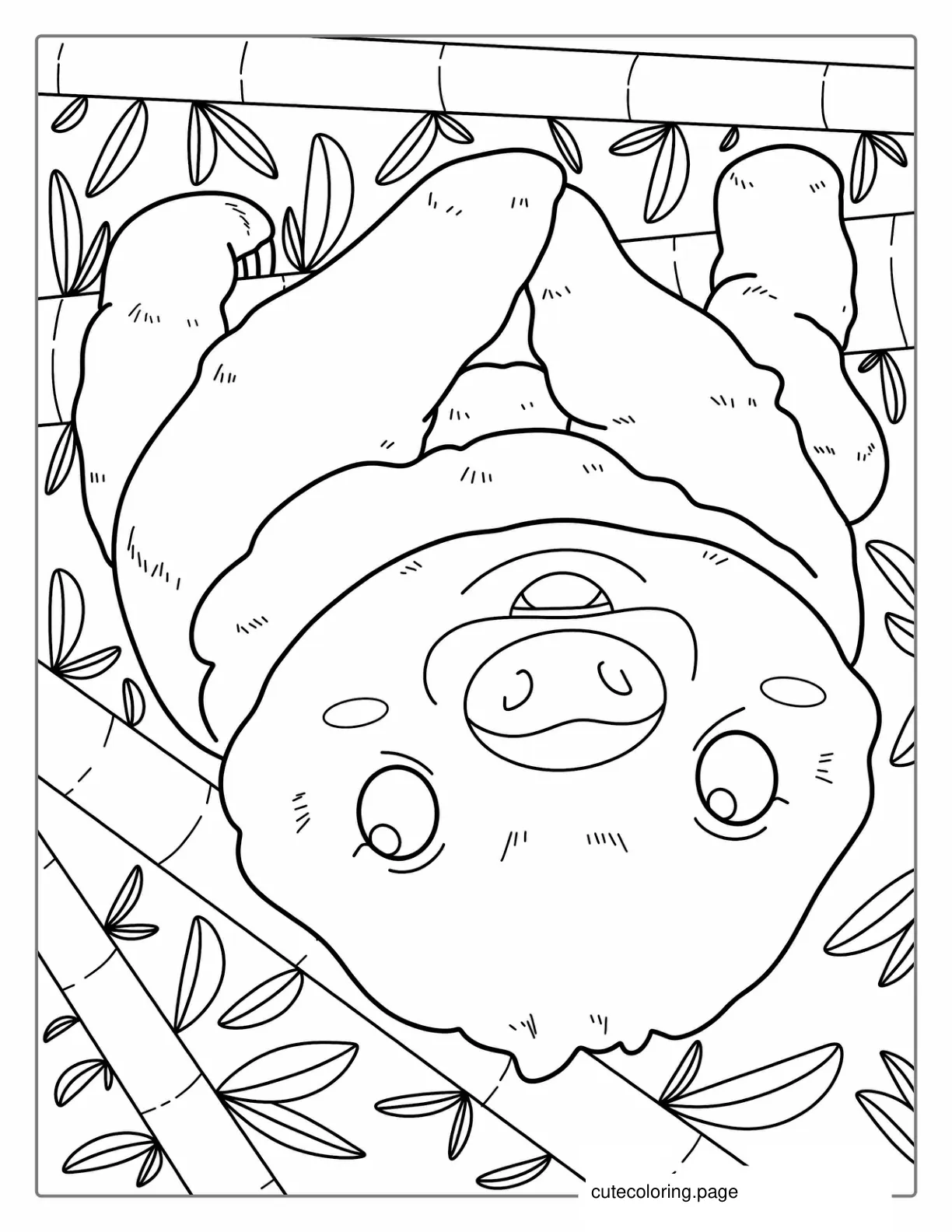 Cute Baby Sloth Hanging Upside Down coloring page