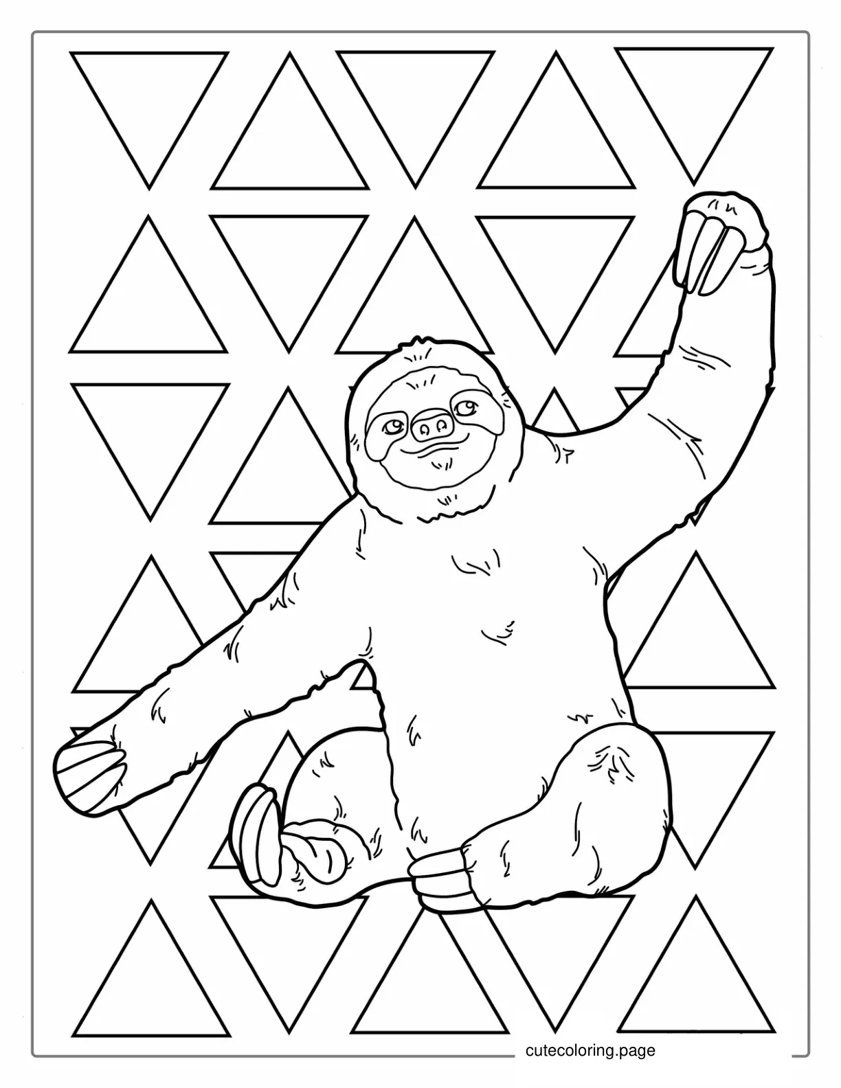 Sloth Stretched Out With Triangles coloring page