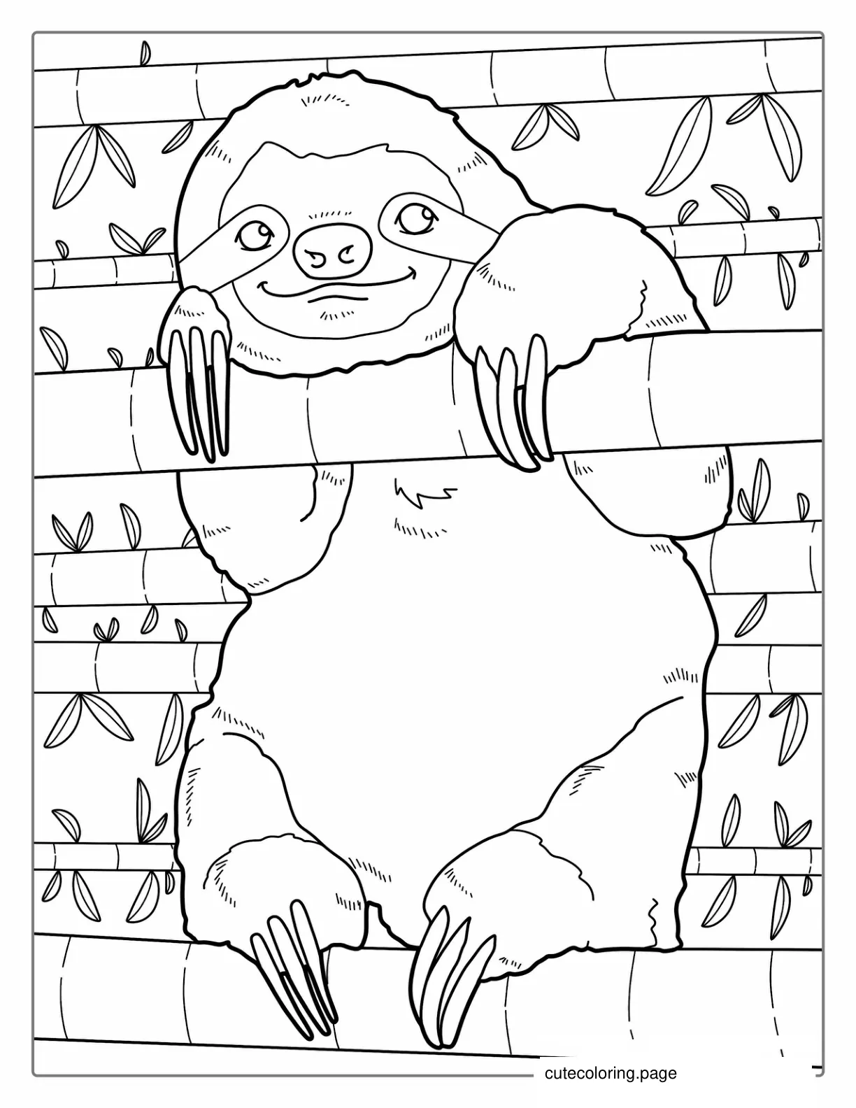 Smiling Sloth Coloring Sheet For Kids coloring page