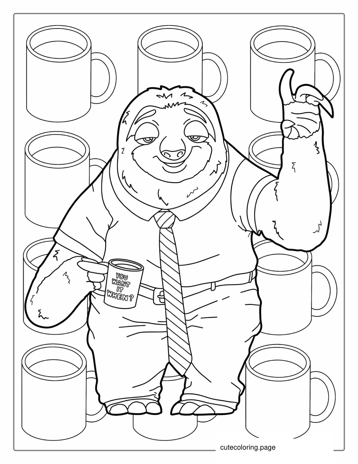 Zootopia Sloth Coloring Page For Kids coloring page