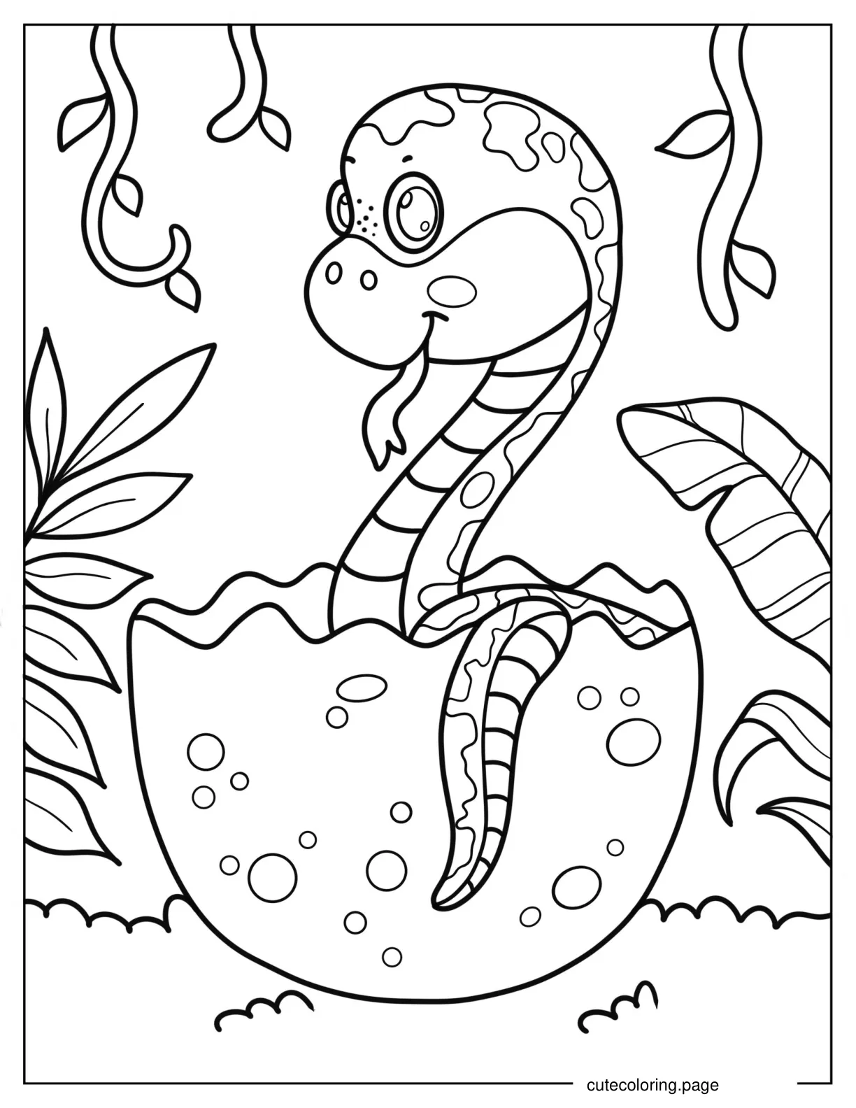 Baby Snake Hatching From Egg coloring page