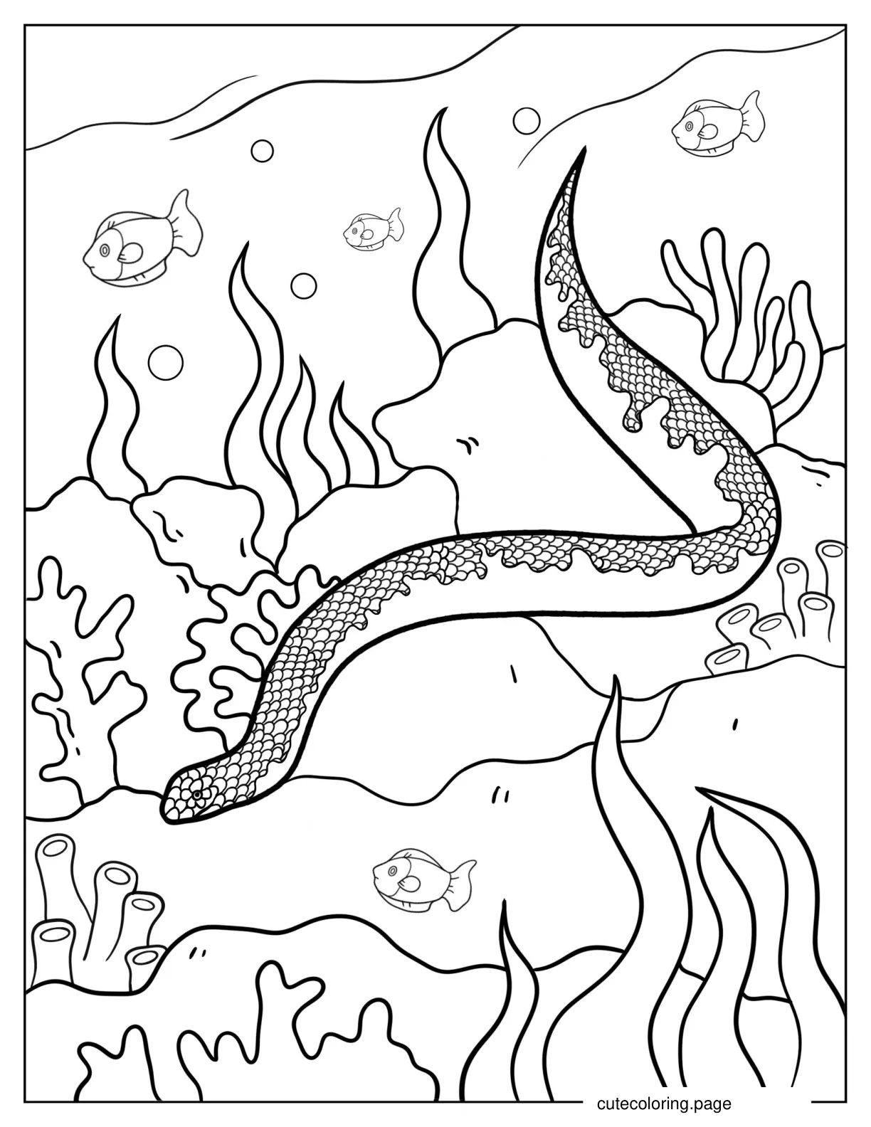 Coloring Page Of a Sea Snake In The Water coloring page