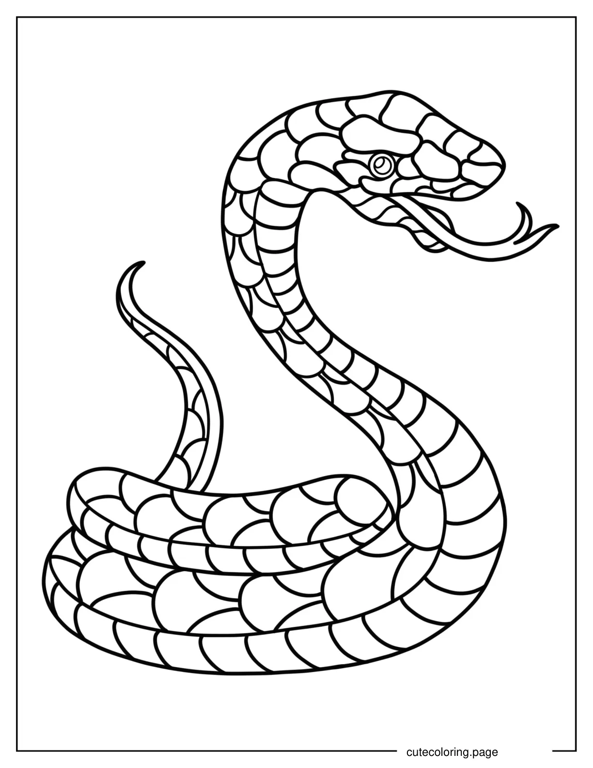 Curled Up Snake With Tongue Out coloring page