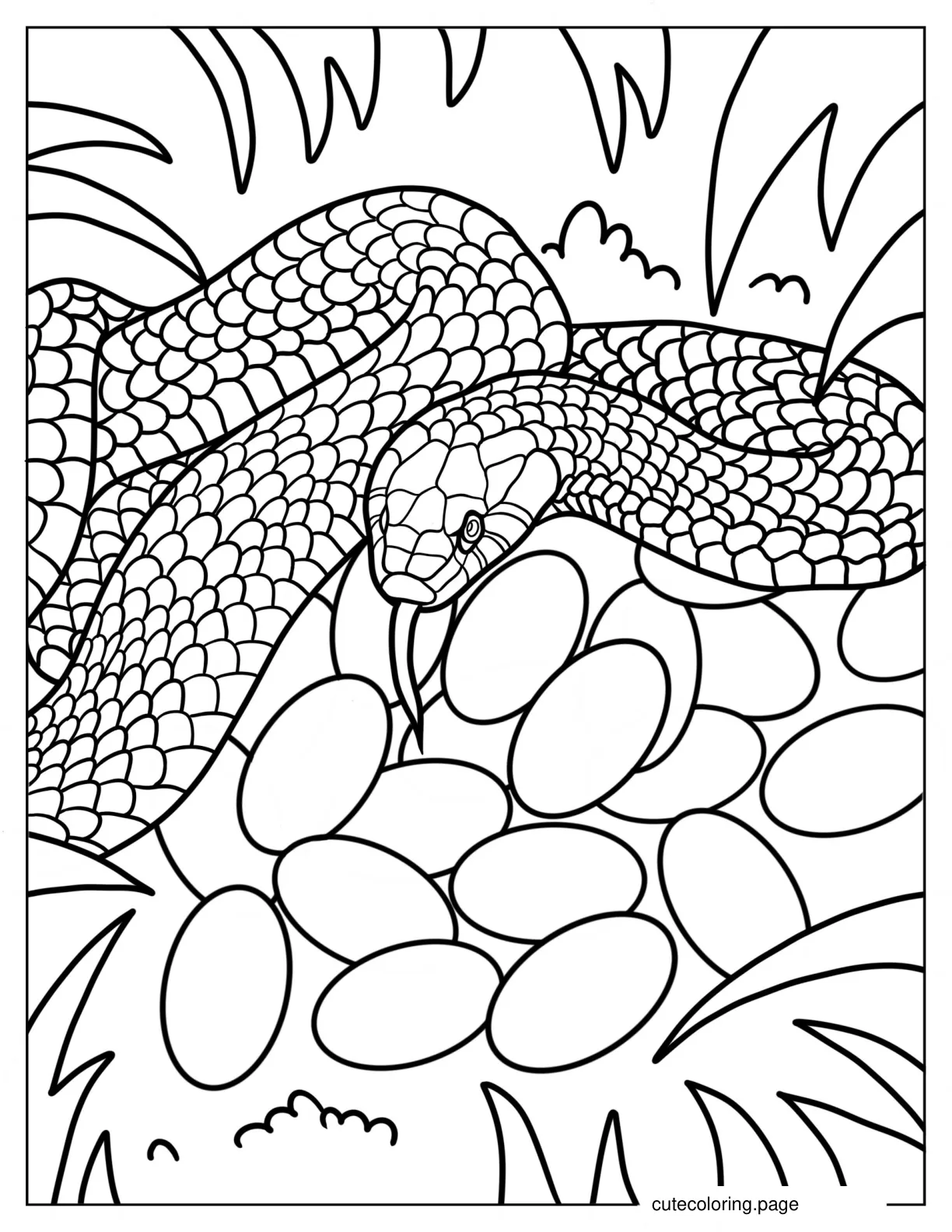 Mother Snake Protecting Eggs coloring page