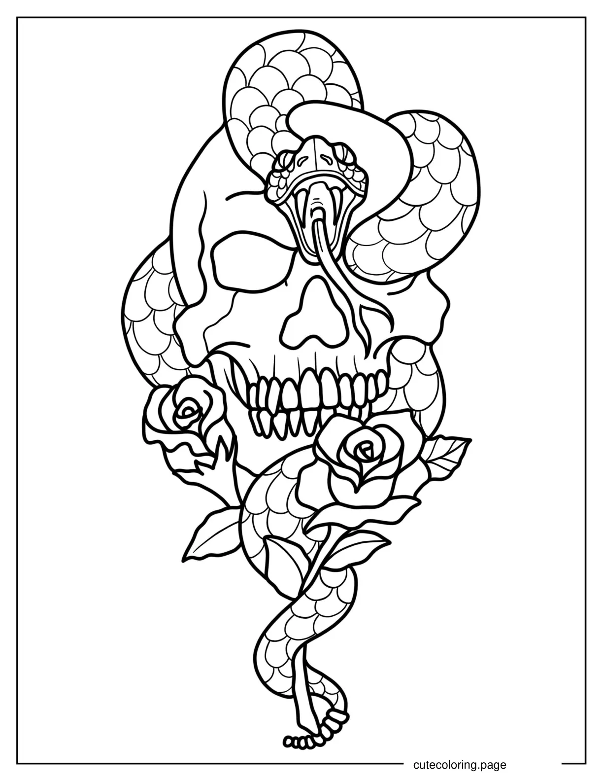 Skull And Snake Coloring Page coloring page