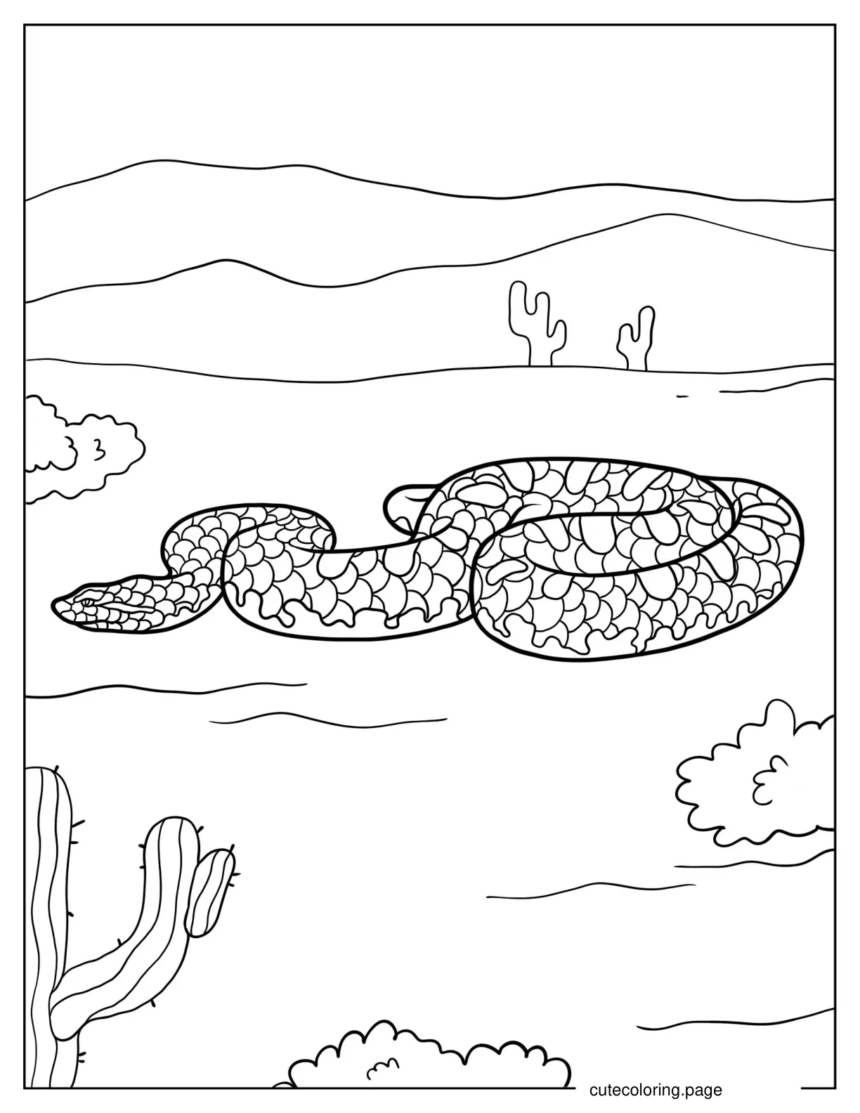 Snake Slithering In Desert coloring page