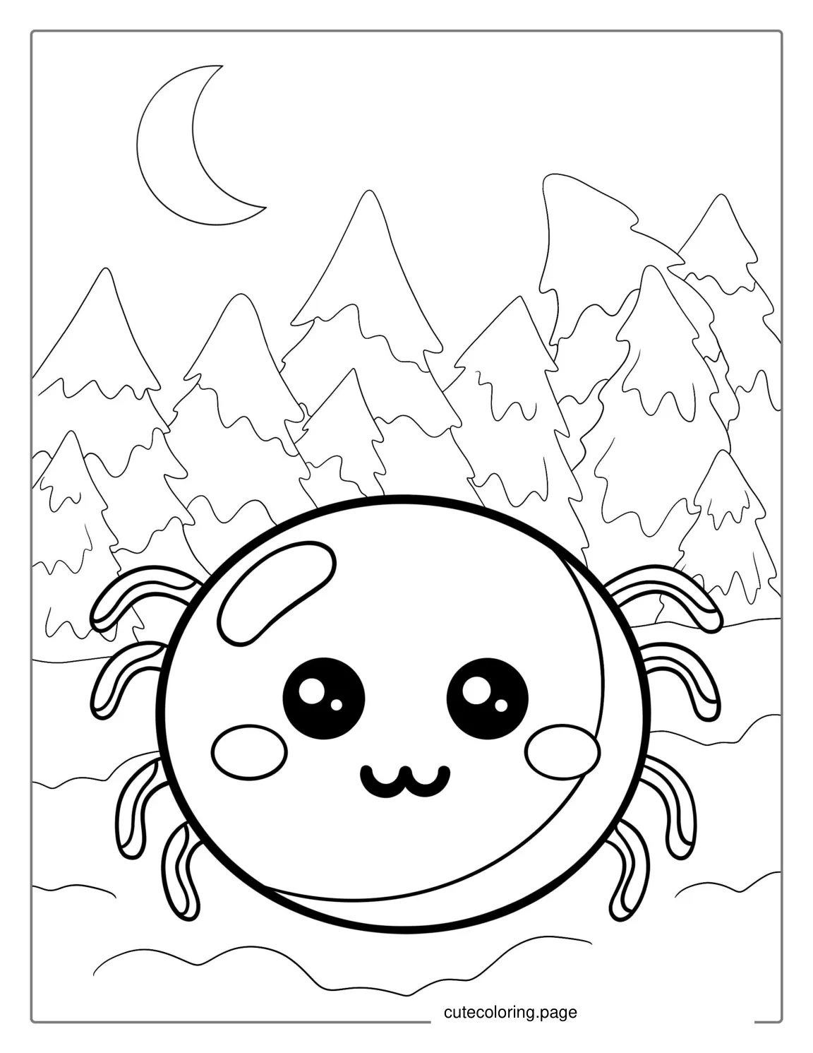 Adorable Kawaii Spider Coloring Page coloring page