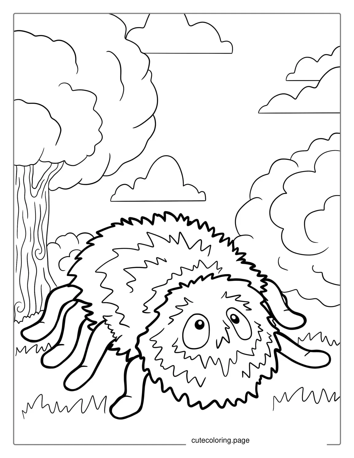 Cute Cartoon Spider Coloring Page For Kids coloring page