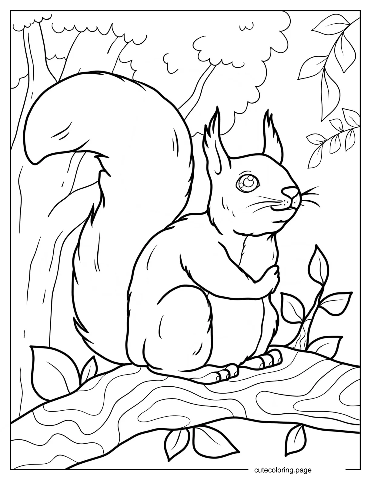 Simple Smiling Squirrel Coloring Page For Kids coloring page