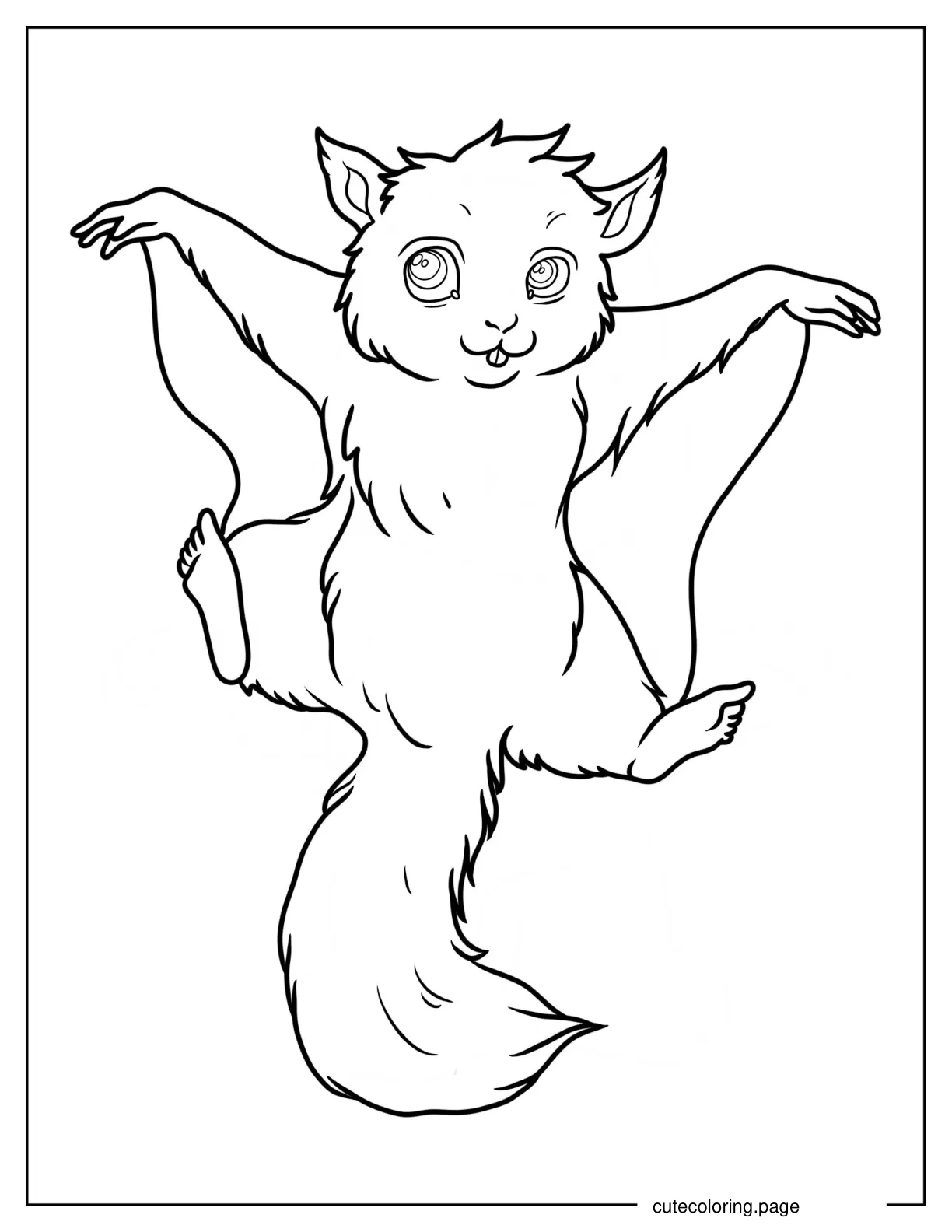 Simple Squirrel Gliding In the Air Coloring Page coloring page