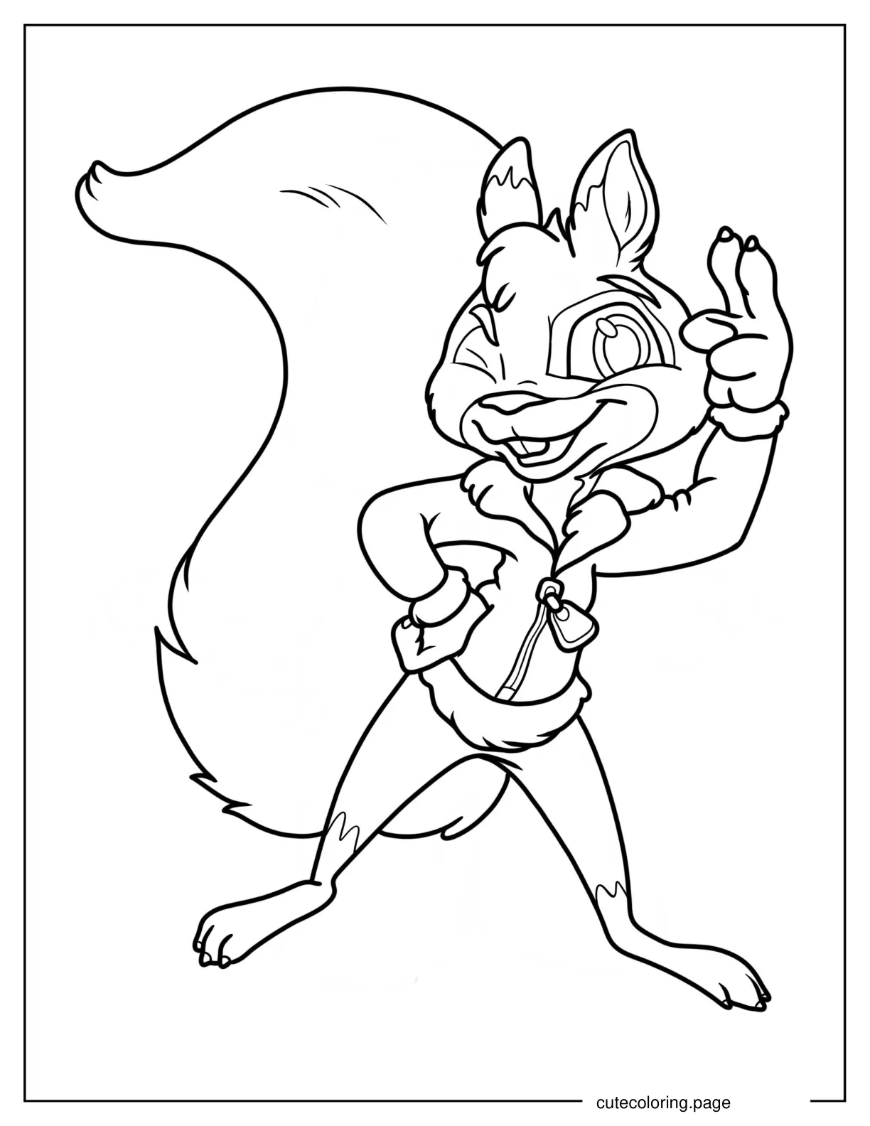 Squirrel In Jacket Winking And Saluting Coloring Page coloring page