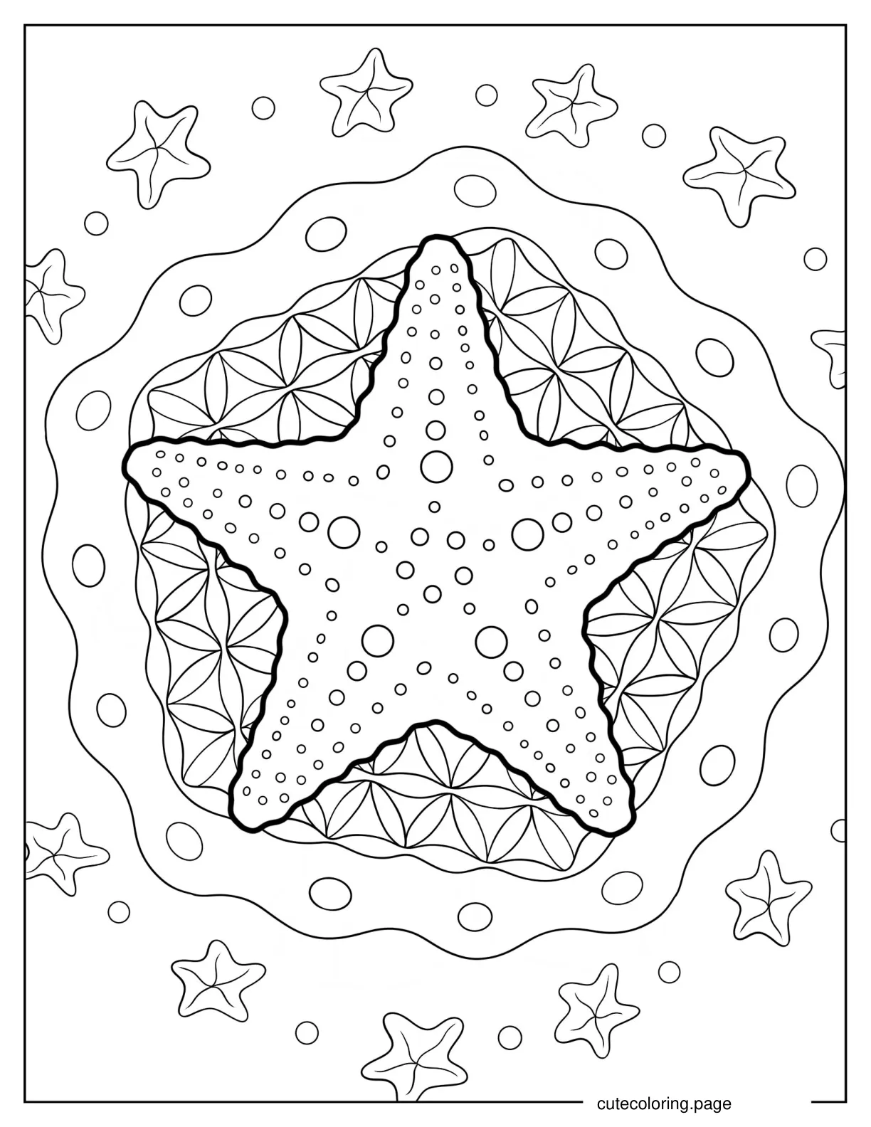 Simple Starfish Mandala Coloring Page For Kids coloring page