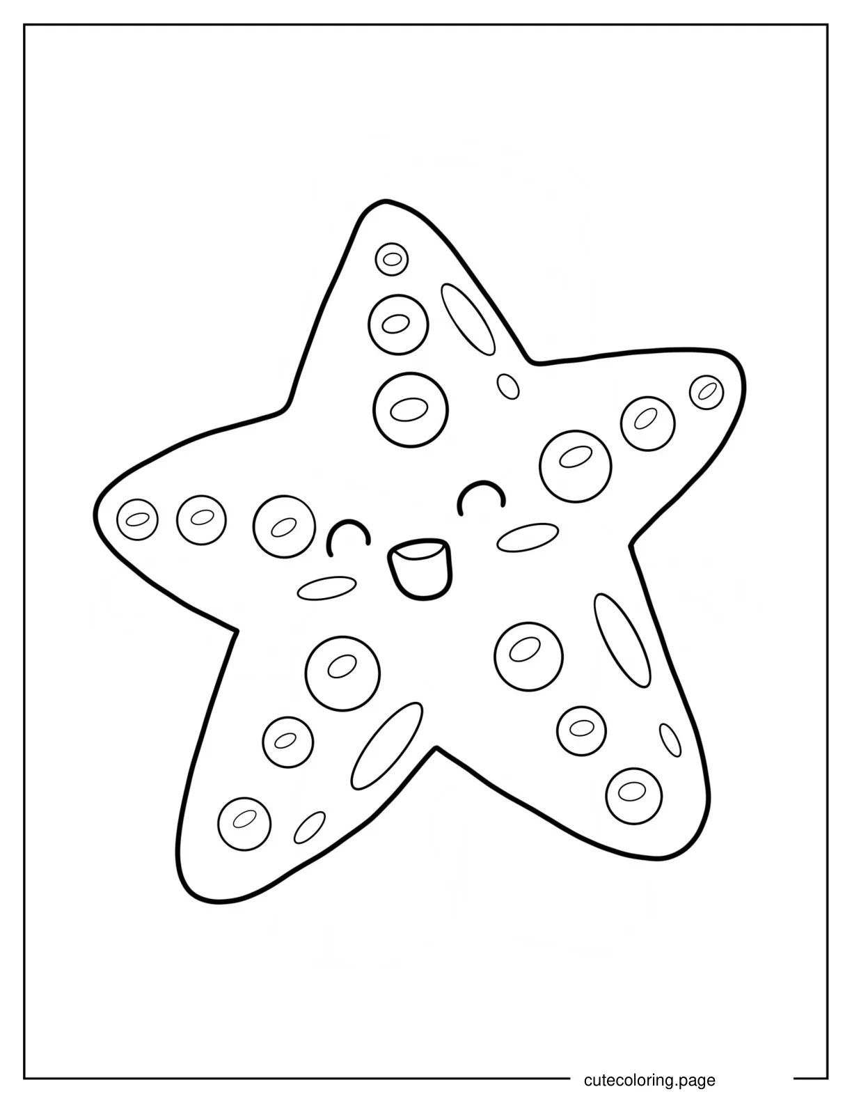 Smiling Cartoon Starfish Coloring Sheet coloring page