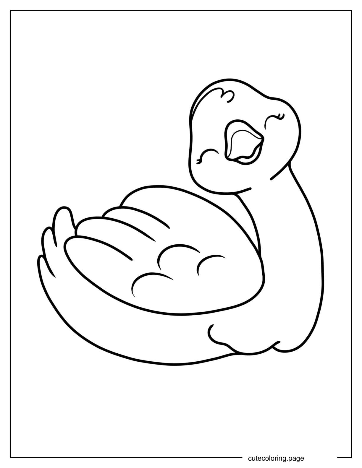 Kawaii Swan Coloring Sheet For Preschoolers coloring page