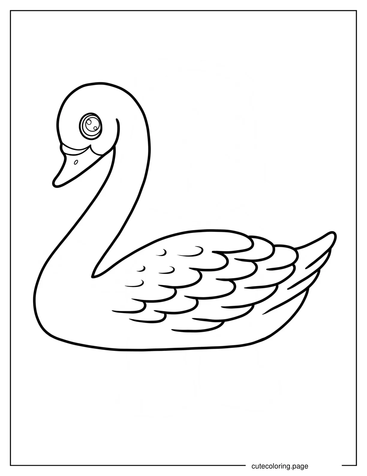 Swan With Big Round Eyes Coloring Sheet coloring page