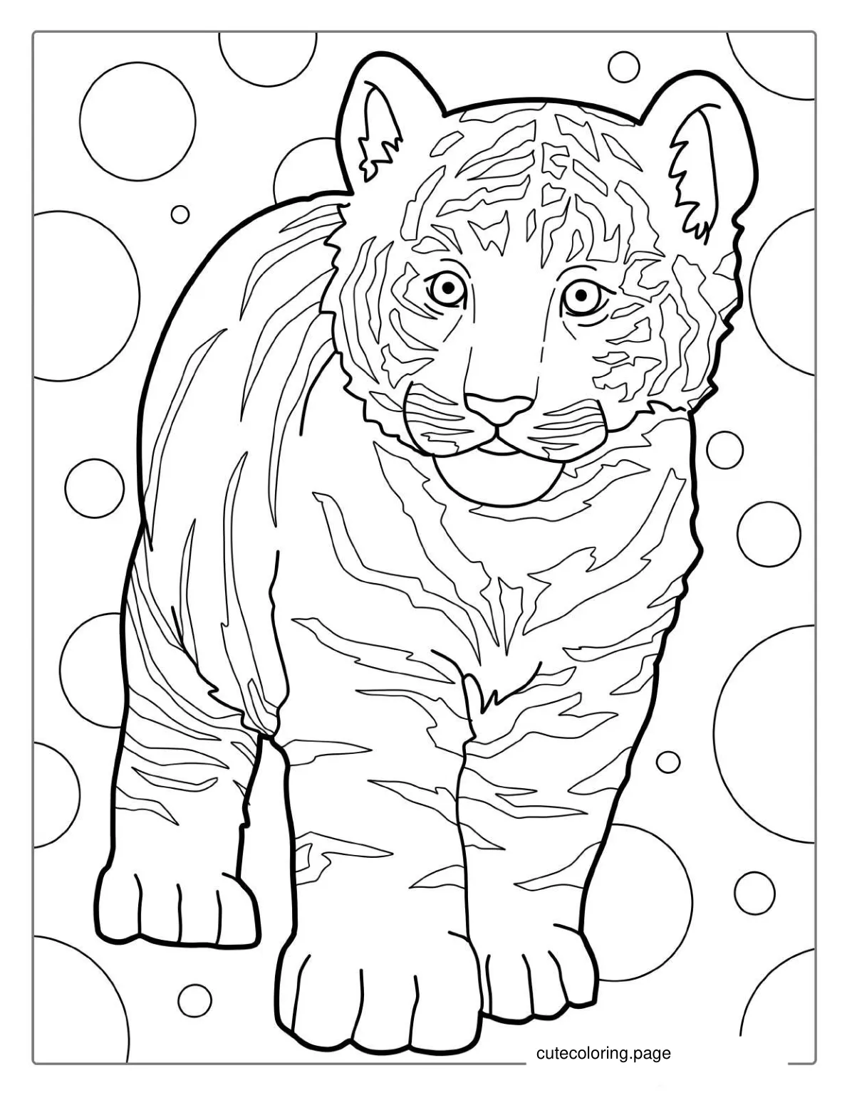 Baby Tiger Cub With Circle Backgrounds Coloring coloring page