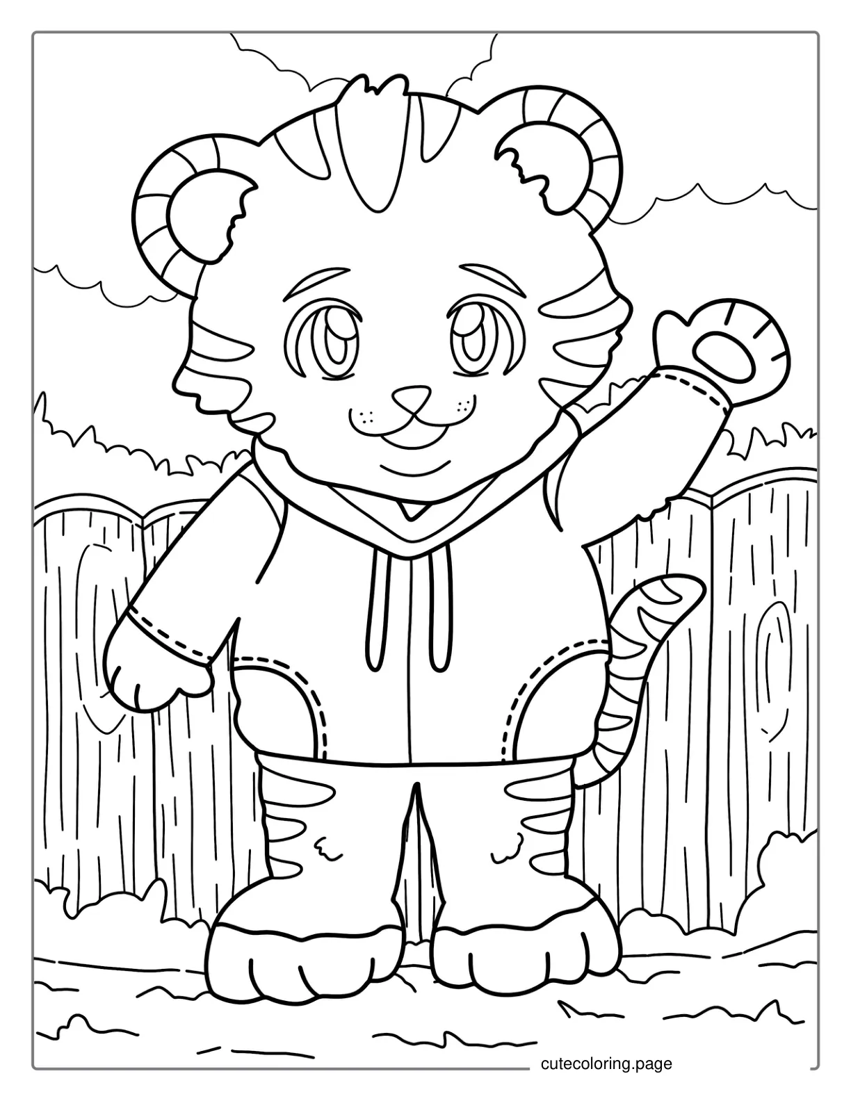 Cartoon Tiger Coloring Sheet For Preschoolers coloring page