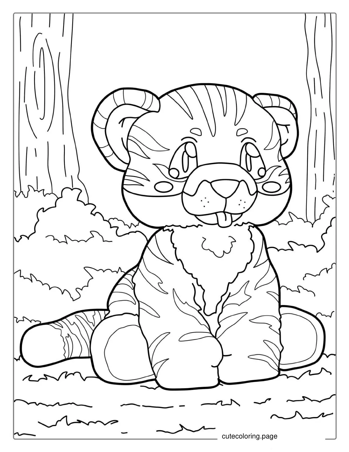 Cute Baby Tiger Coloring For Preschoolers coloring page