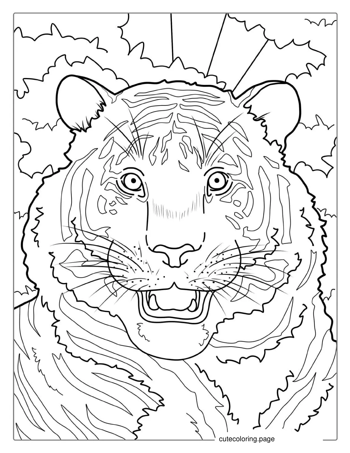 Happy Tiger With Big Nose Coloring Page coloring page