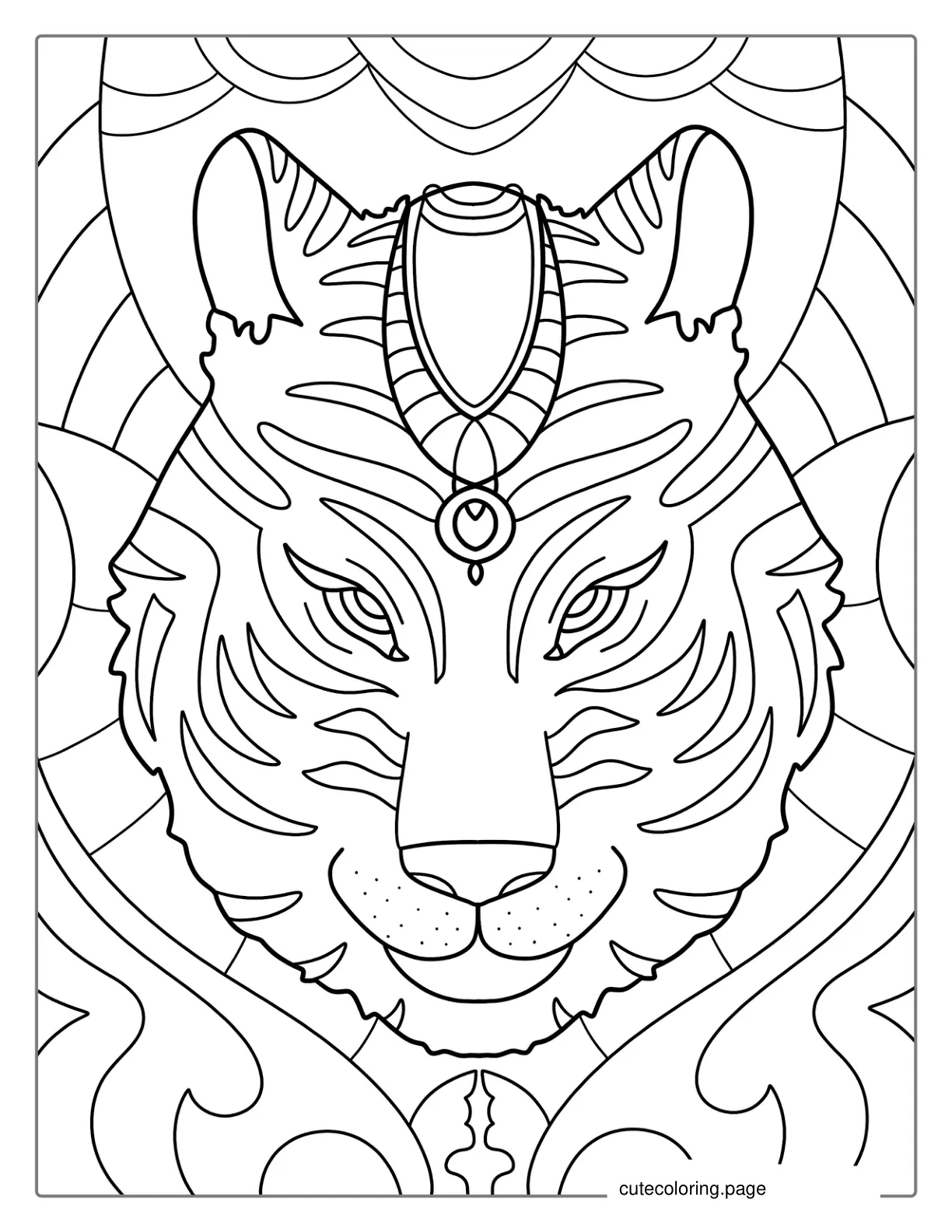 Indian Style Tiger Mandala For Adults coloring page