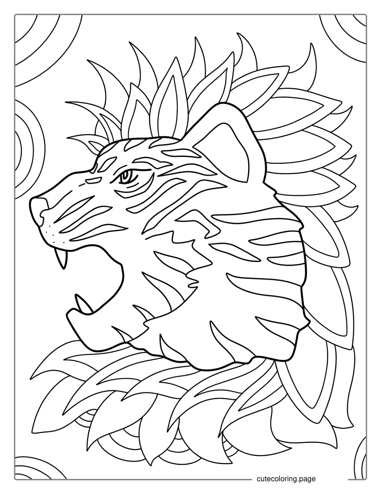 Outline Of Tiger Head Coloring Sheet coloring page